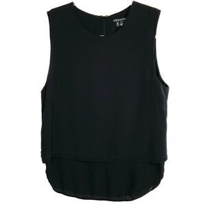 Theory Black Layered Silk Sleeveless Top Medium